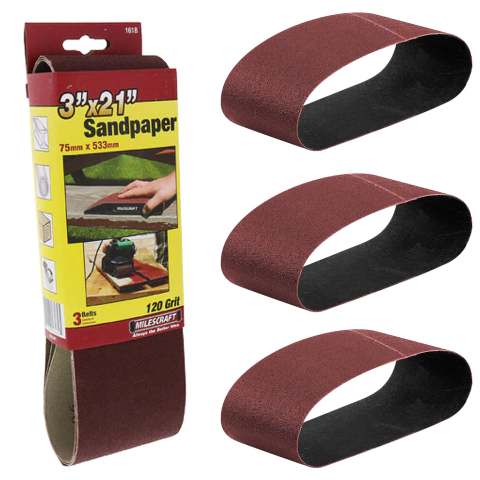 Milescraft Set 3 Lija Banda 75x533 Grano 120 Primera Calidad