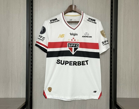Camisa São Paulo FC Home com Patrocínios + Patch Libertadores 25/26 - Torcedor Masculina - comprar online