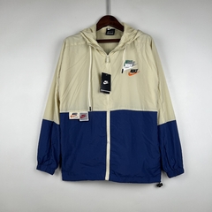 Jaqueta Corta-Vento Nike Off White e Azul
