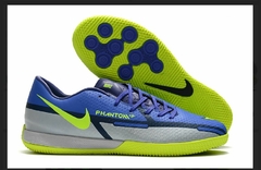 Chuteira Futsal Nike Phantom Azul e Verde