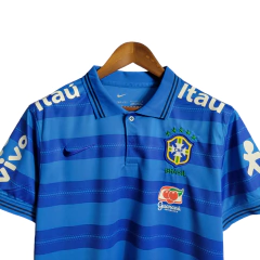 Camisa Brasil Polo 22/23 Torcedor Nike Masculina - Azul com detalhes em branco com todos os patrocinios - Skull Sports