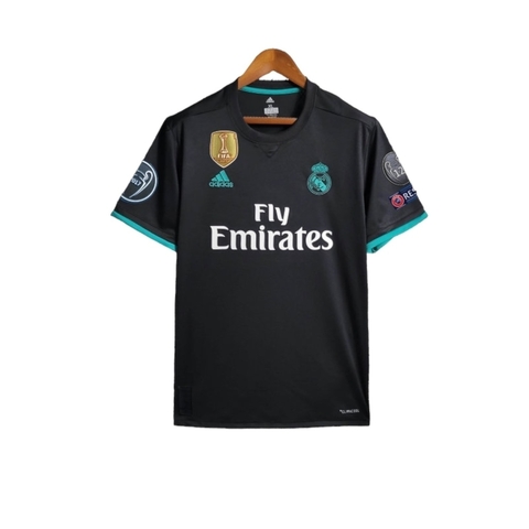 Camisa Retrô Real Madrid II 17/18 - Masculina Adidas - Preta com detalhes em verde com todos os patch