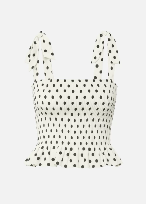 BLUSA LASTEX POLKA DOTS BRANCO - comprar online