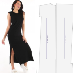 Molde vestido muscle longo