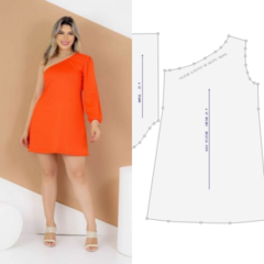 Molde vestido um ombro só curto