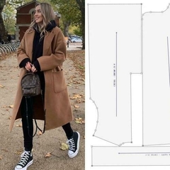 Molde maxi casaco bolsos