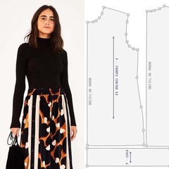 Molde blusa básica manga longa gola