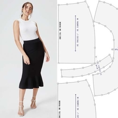 Molde saia peplum midi