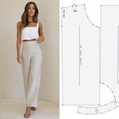 Molde calça pantalona cós embutido
