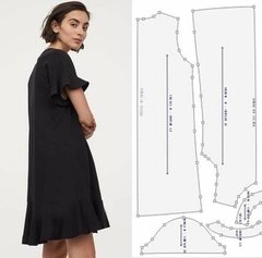 Molde vestido manga babados