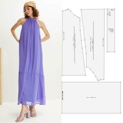 Molde vestido cava americana longo