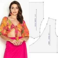 Molde top cropped amarradinho manga longa
