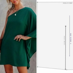 Molde vestido um ombro só manga morcego