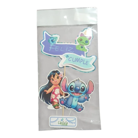 Adorno Set Feliz Cumple 3D Stitch x 3 u.