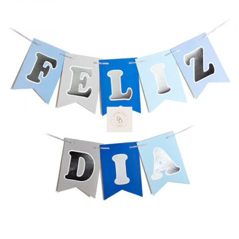 Banderin Feliz Dia celeste stamping x 1