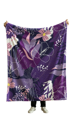 Manta Polar Premium Flores Violetas - comprar online