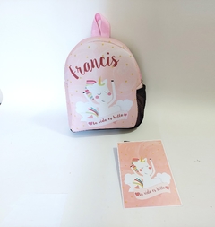 Mochila Unicornio con bolsillo y tiras