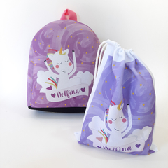 Mochila + kit Jardin completo "Unicornio Violeta"