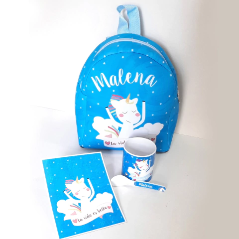Mochila Unicornio turquesa (sin taza)