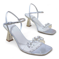 Sandália Prata Pedraria - 13846 - loja online