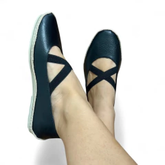 Sapatilha de Couro Preta Elástico - 13781 - comprar online