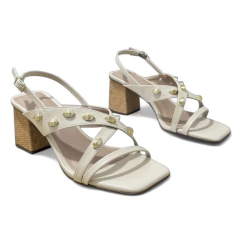 Sandália Off White Apliques Dourados - 13752 - comprar online