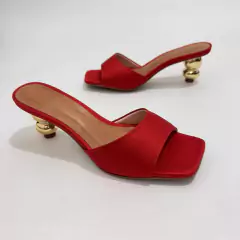 Tamanco Vermelho Salto Bola Dourado - 13664 - comprar online