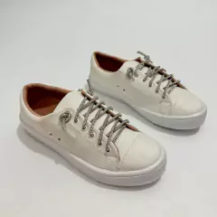 Tênis Casual Feminino Branco Strass - 13606