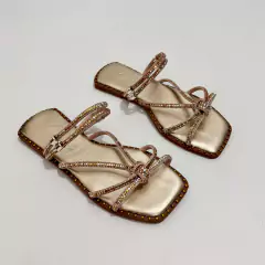 Rasteira Dourada Pedraria - 13683 - comprar online