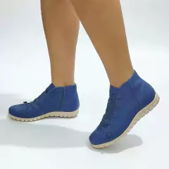 Tênis Cano Alto em Couro Azul 13355 - West Shoes