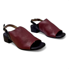 Sandália em Couro Bordô / Preto - 13756 - comprar online