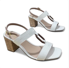 Sandália Off White Enfeite Madeira - 13777 - comprar online