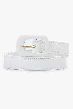 CT51 Cinto em Couro Branco Plus Size