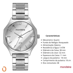 RG09 Relógio Mondaine Prata 32583L0MVNE2 - comprar online