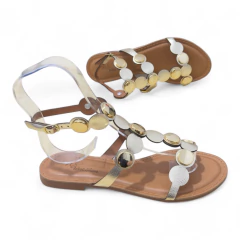 Rasteira Dourada Enfeites Dourados - 13865