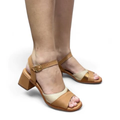 Sandália de Couro Caramelo/Nude/Bronze 13860 na internet