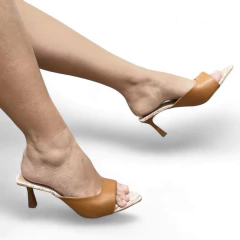 Sandália Open Mule Caramelo Bico Folha - 13822 - West Shoes