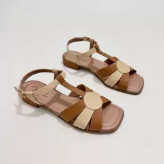 Sandália em Couro Caramelo/Nude - 13700 na internet