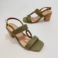 Sandália Verde Enfeite Madeira - 13712 - comprar online