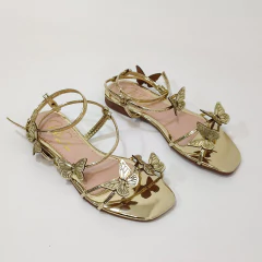 Sandália Rasteira Dourada Borboletas - 13570 - comprar online