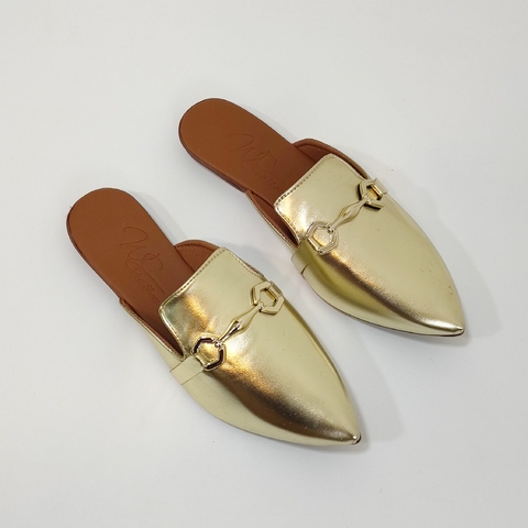 Mule Bico Fino Dourado 13208