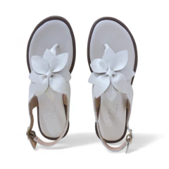 Sandália de Couro Flor Off White 13856 - comprar online