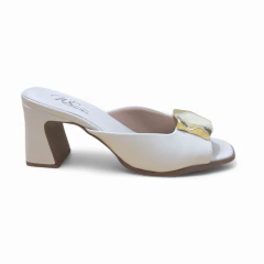 Sandália Open Mule Off White Enteite Dourado - 13873 - comprar online