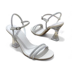 Sandália Off White Salto Acrílico 13899 - West Shoes