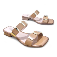 Tamanco Nude Detalhes Dourados - 13769 - comprar online