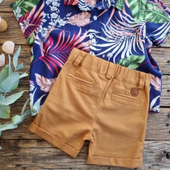 BERMUDA AGUS CAMEL LINO - tienda online