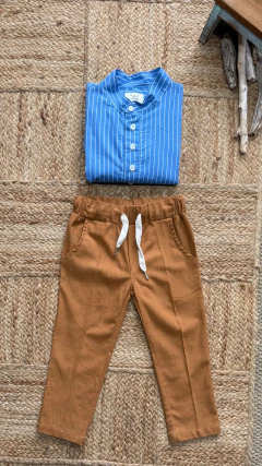 CAMISA MAHO PETITE MIL RAYAS CELESTE en internet