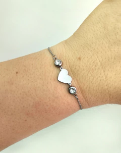 Pulsera centro corazón y strass