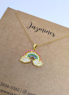 Collar arcoiris micropave dorado - comprar online