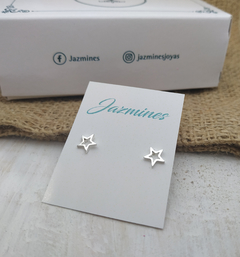 Aros estrellita calada acero blanco